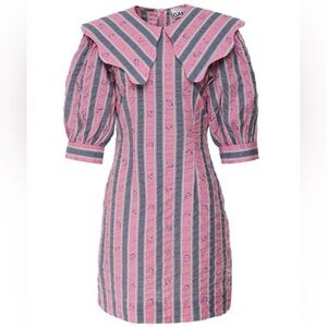 GANNI Pink & Grey Collared Dress